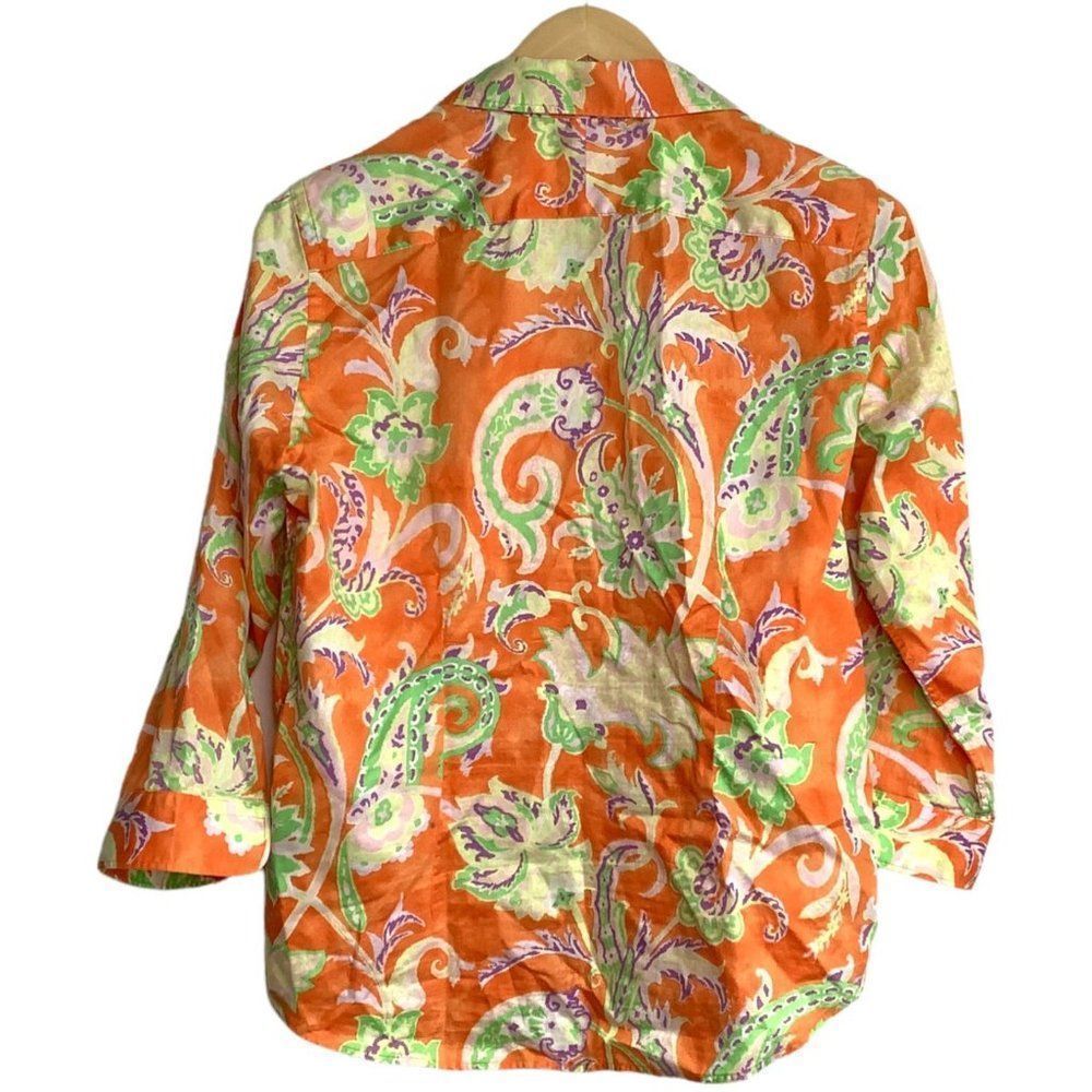Lauren Ralph Lauren Paisley Print Button Up Shirt Relaxed Fit SZ L 100% Cotton - Picture 3 of 8